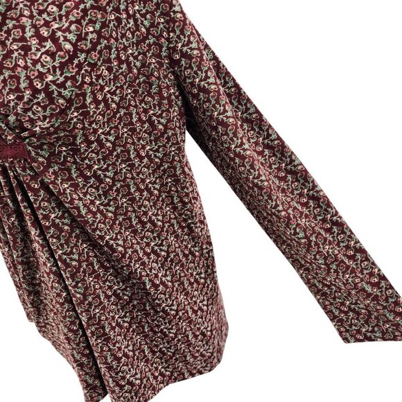 April Cornell Floral V-neck Burgundy Tunic Top Womens Medium - Picture 4 of 8